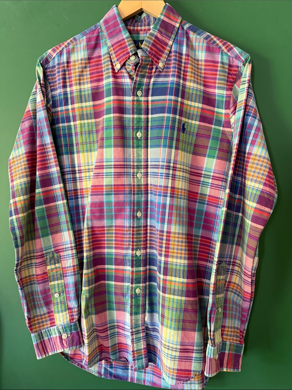 Ralph Lauren Multicolor Plaid Button-Down Shirt Mens M Pink, Blue, Green, Yellow